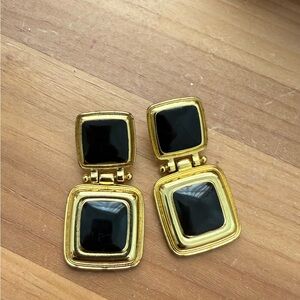Vintage style black & gold earrings